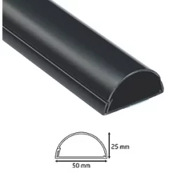 D-Line PVC Black TV Trunking 50mm x 25mm x 1.5m 2 Pack -Cable Management Sales Store 28388 A5
