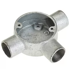 Deta 3 Way 25mm Tee Conduit Box Galvanised