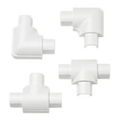 D-Line Plastic White Micro Trunking Equal Tee & Flat Bend Pack